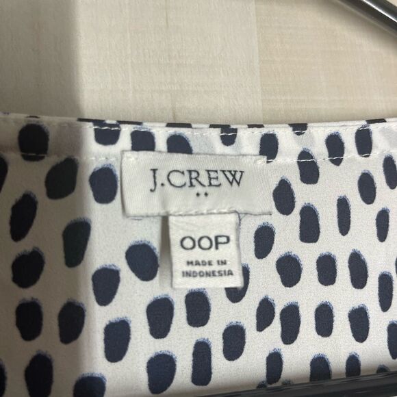J. Crew white black blue v neck blouse top long sleeve, size 00 petite - Picture 5 of 11